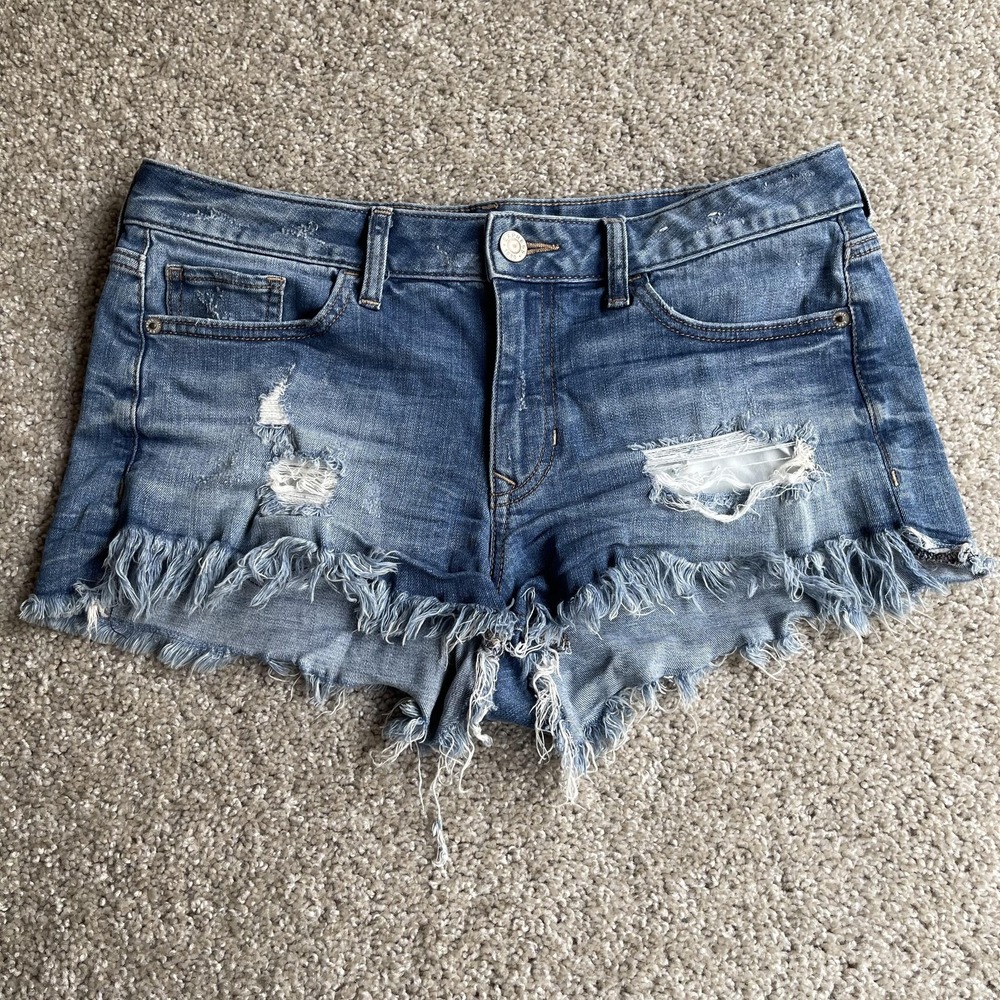 Express Denim Cutoff Shorts Womens 8 Blue Distressed Frayed Hem Summer Casual